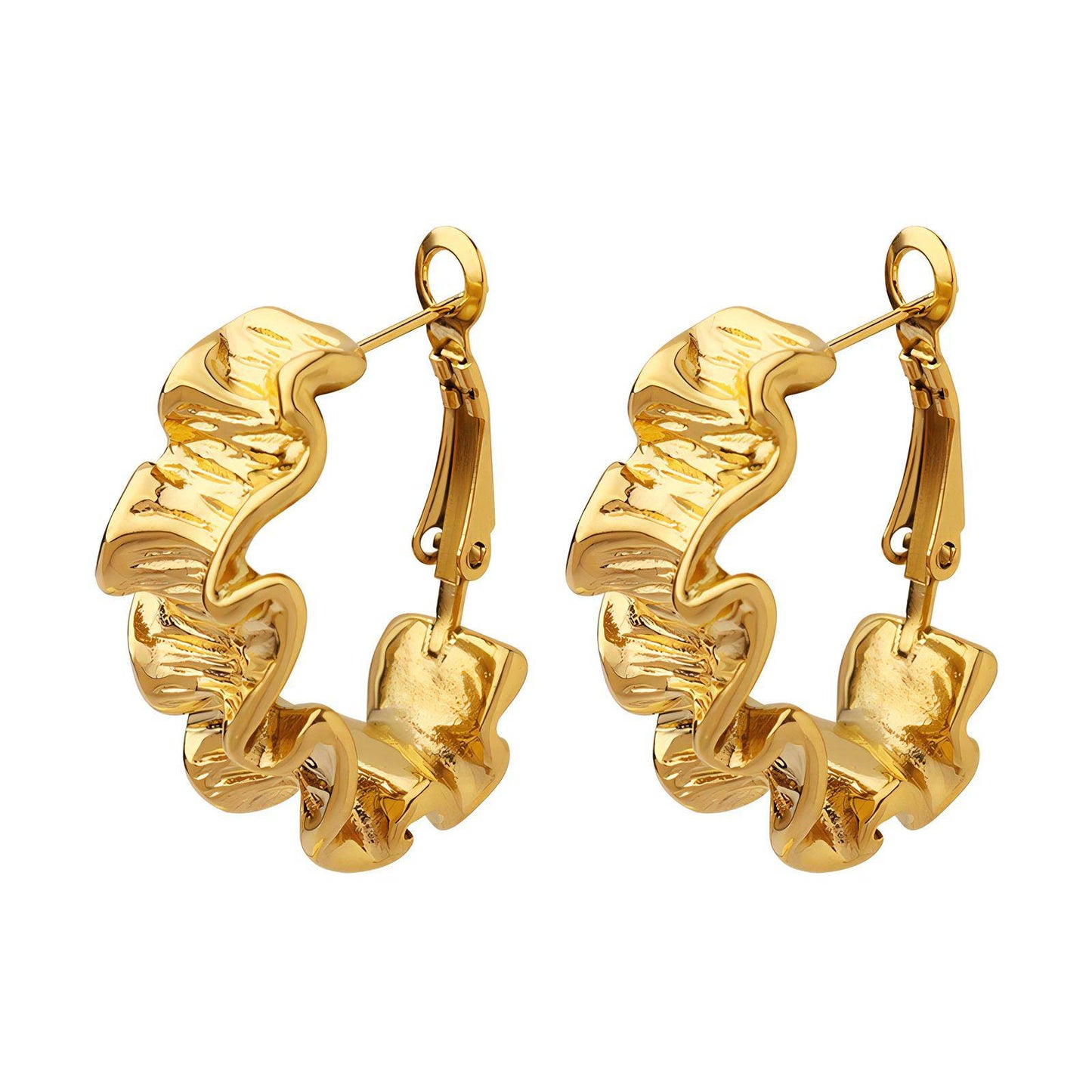 Ruffle Hoop 18k Gold Plated Earrings