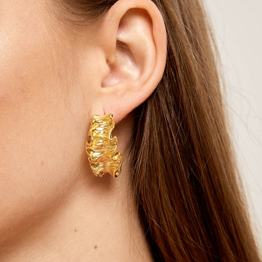 Ruffle Hoop 18k Gold Plated Earrings