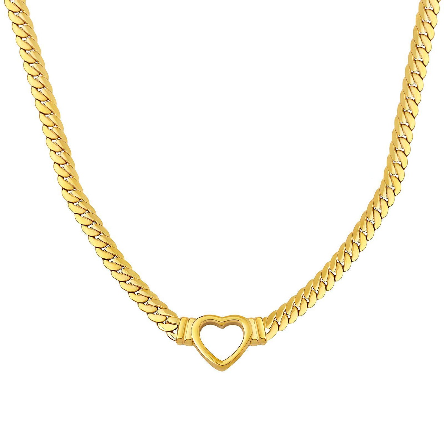 Thick Heart Shaped 18k gold plated Necklace