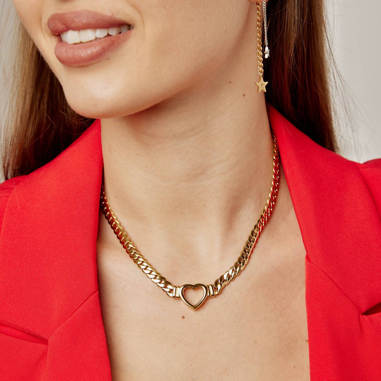 Thick Heart Shaped 18k gold plated Necklace